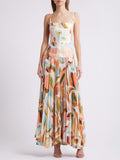 One-of-a-kind Abstract-Print Open-Back Pleated Maxi Dress