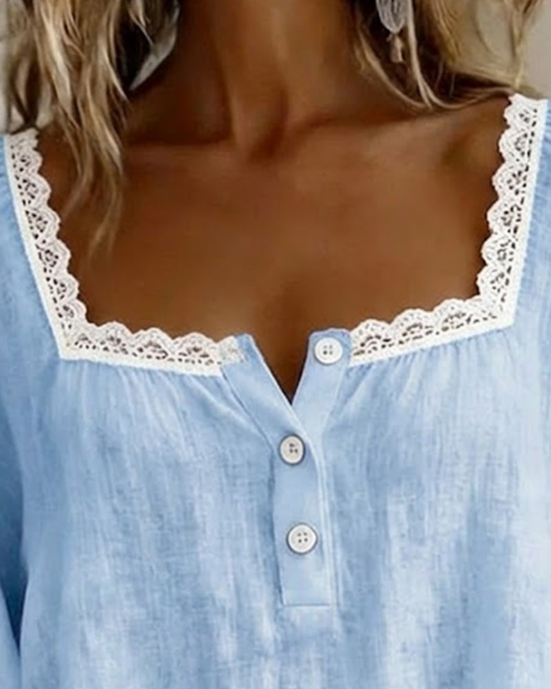 Eliza Lace Square Neck Blouse