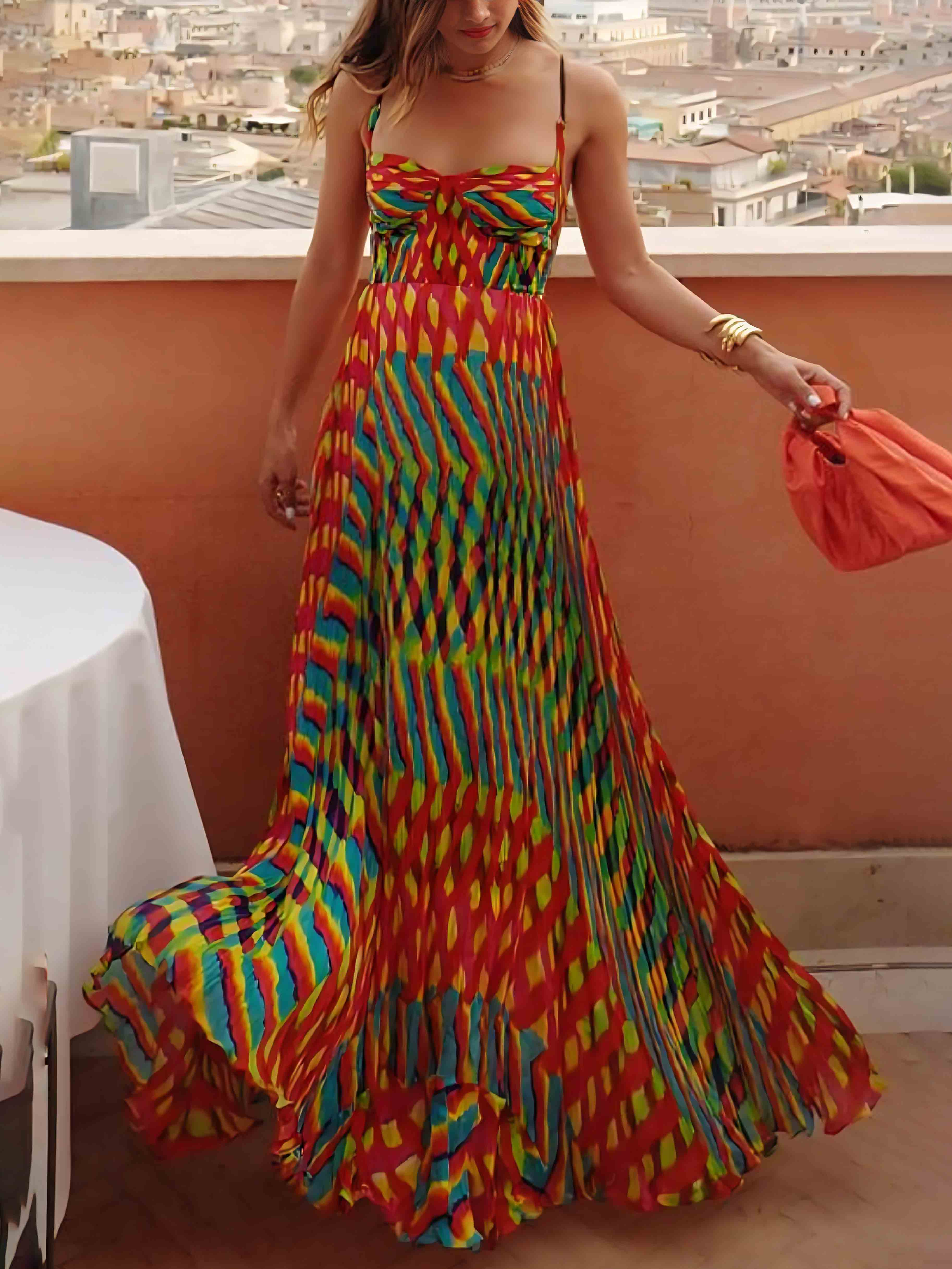 Elegant Custom Painted Print A-Line Maxi Dress - Personalized for You