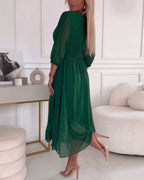 Mira Waist-Cinched Midi Dress