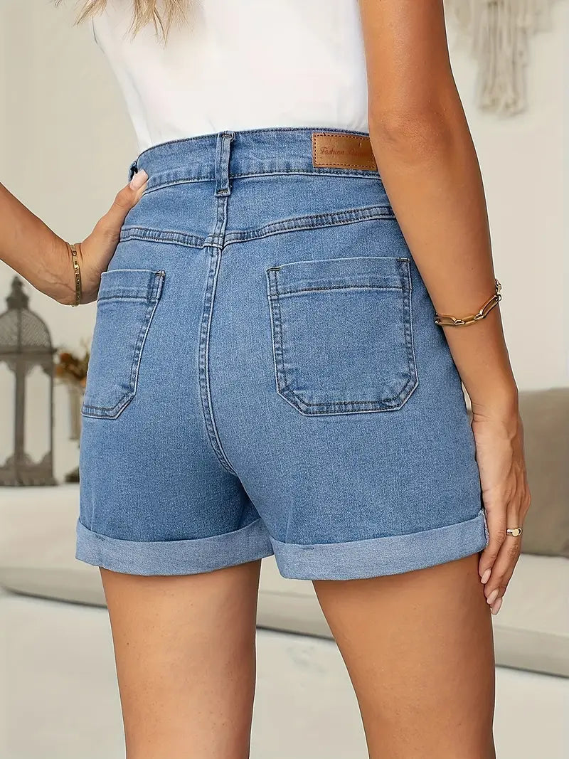 Lila Vintage-Style Stretch Denim Shorts