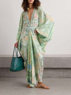 Chic Floral Print V-Neck Oversized Midi Dress