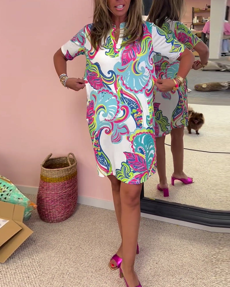 Aria Printed Shift Dress - Effortless Chic for Everyday Wear