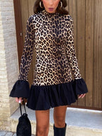 Leopard Print Ruffled Mini Dress - Sultry & Flirty