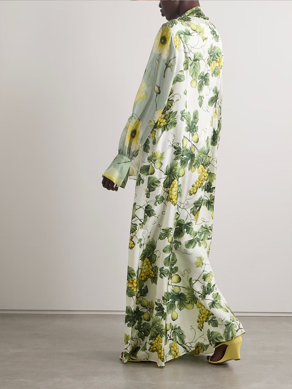 Delicate Floral and Fruit-Print Maxi Dress for Effortless Summer Style