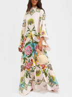 Radiant Sunshine Floral Print Maxi Dress with a Flowing Silhouette