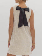 Gleaming Sequined Tie-Back Bow Mini Dress for Parties