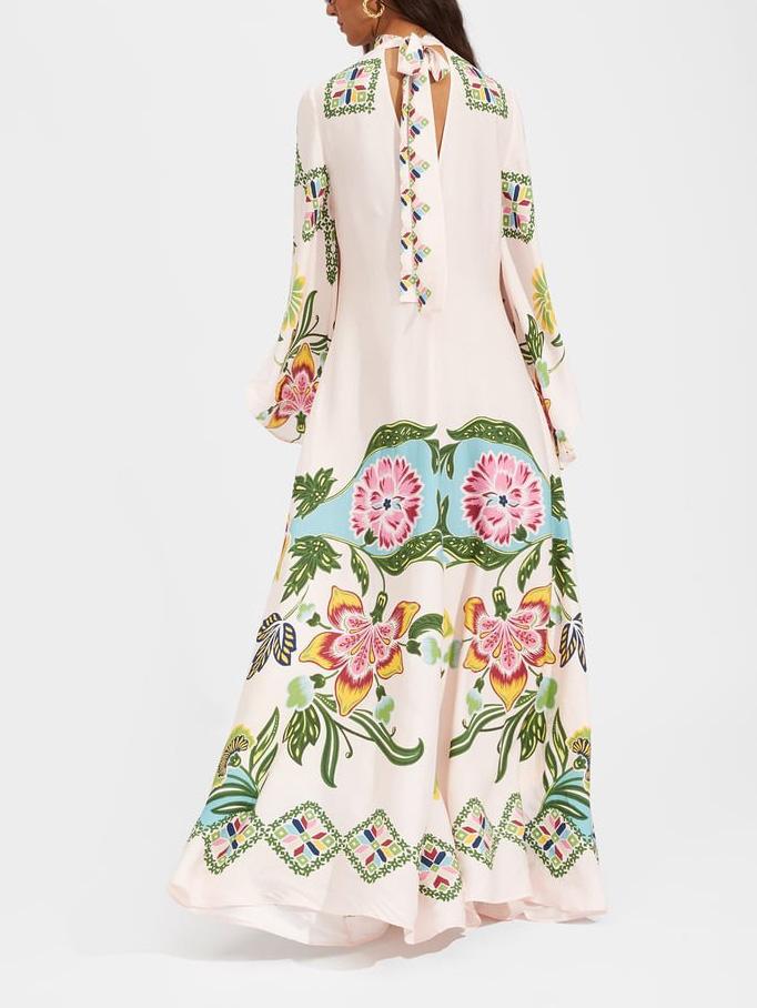 Radiant Sunshine Floral Print Maxi Dress with a Flowing Silhouette