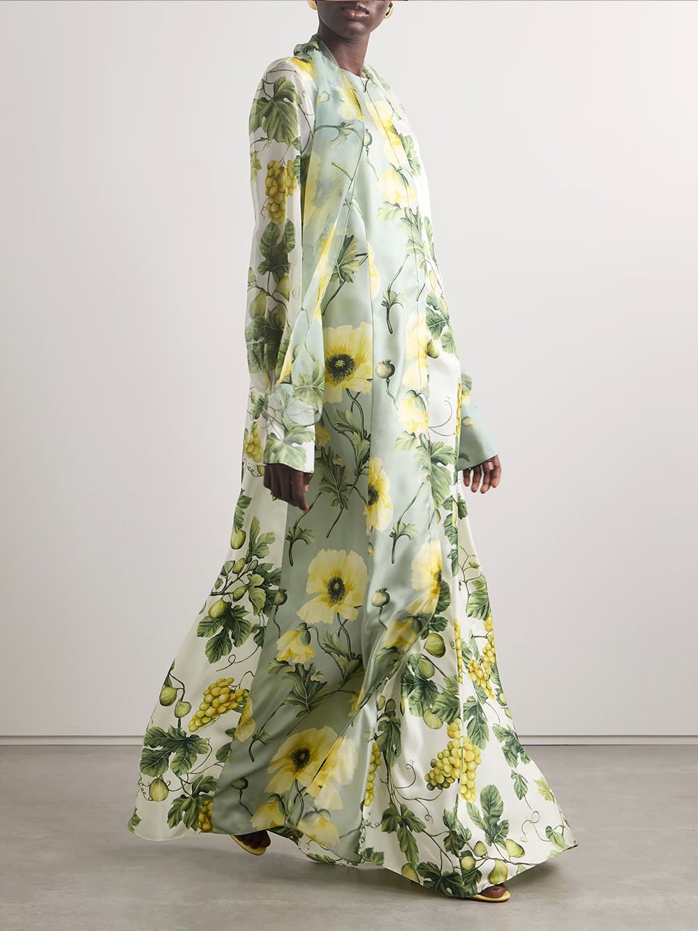 Delicate Floral and Fruit-Print Maxi Dress for Effortless Summer Style
