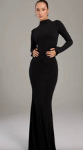 Noire｜Luxurious Turtleneck Maxi Dress