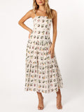 Vibrant Fruit-Print Floral Midi Dress