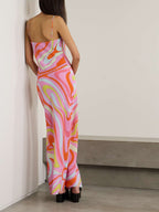 Chic Signature Print Maxi Dress