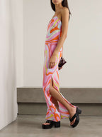 Chic Signature Print Maxi Dress